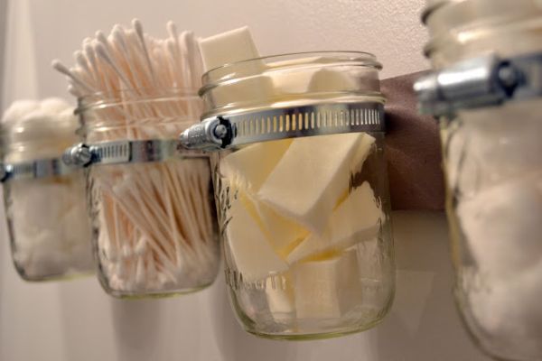 DIY mason jar storage unit