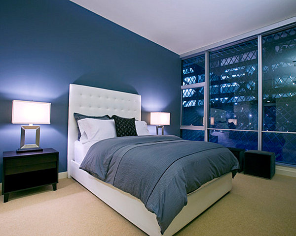 Midnight blue modern bedroom