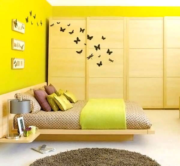 Modern acid yellow bedroom