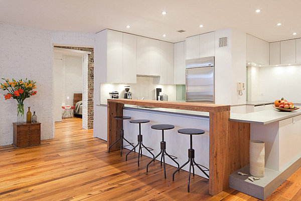 Modern bar with industrial stools