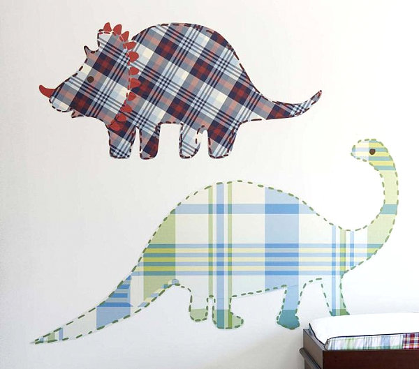 Plaid dinosaur wall decals