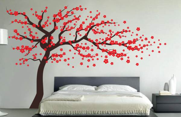 Red blossom tree wall decal