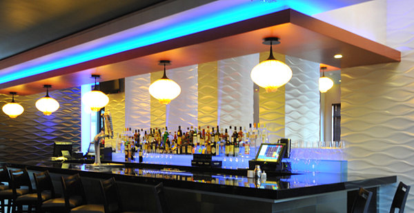 Restaurant bar with decorative walls