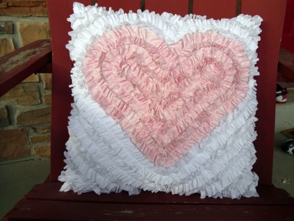 Ruffle Heart Pillow- Dreaming of eternal love