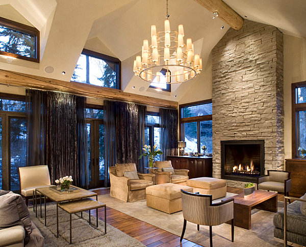 stone fireplaces add warmth and style to the modern home