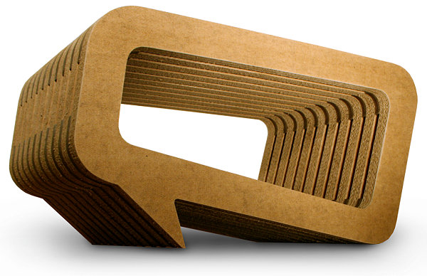 Sculptural cardboard table