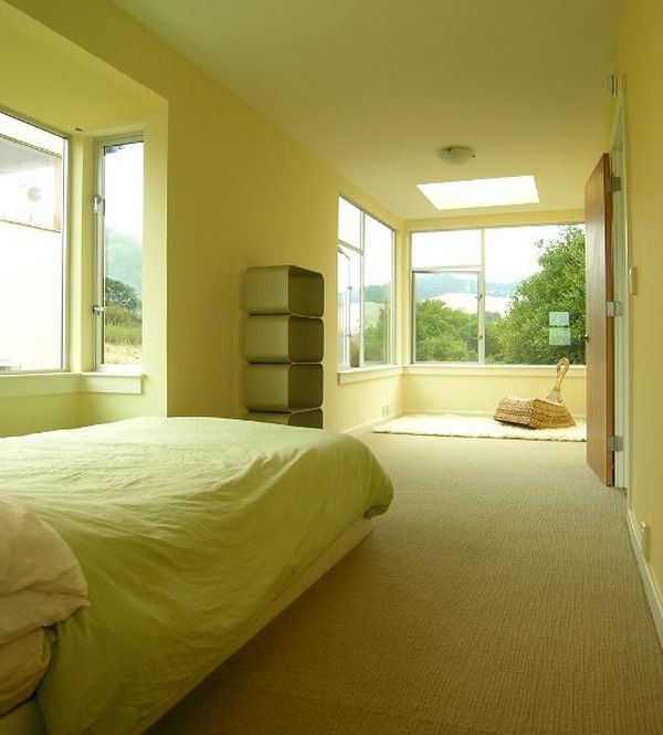 Spacious bedroom in the top floor of the container home