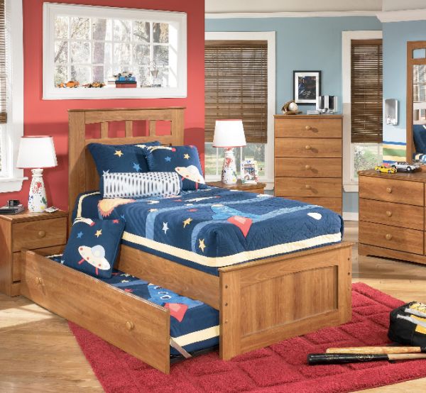 Sports themed kids bedroom with a exquisite trundle bed