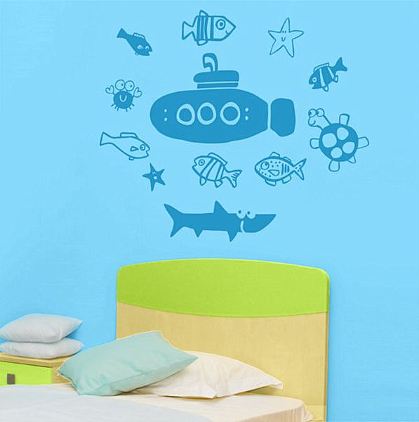 Submarine and sea creature decals