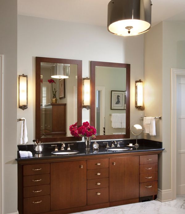 Traditional bathroom vanity design in rich color