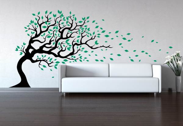 Tree in the wind wall decal