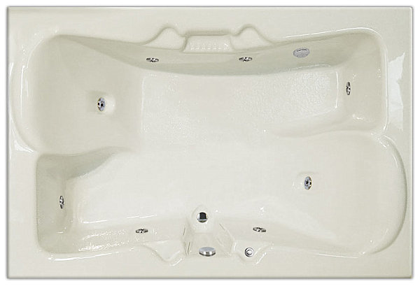 Two-person tub for side-by-side bathing