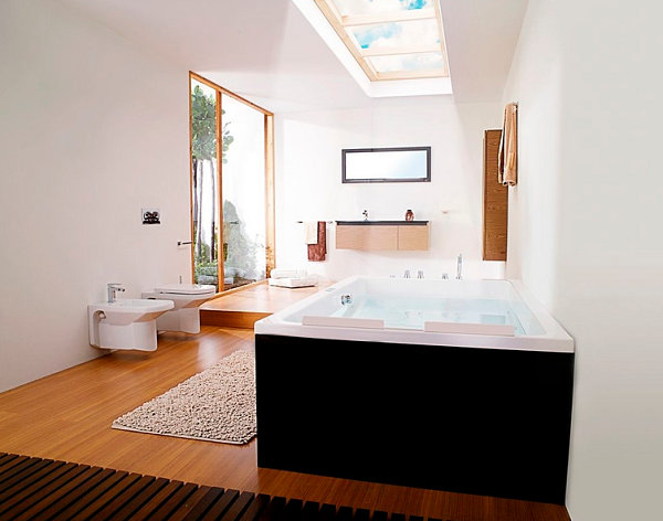 Two-seater rectangular bathtub