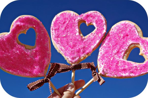 Valentine Lollipop Cookies in Pink- A heart within a heart!