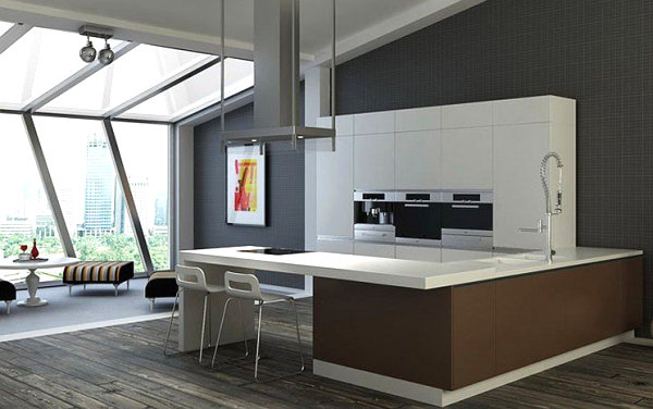 White bar in a modern kitchen