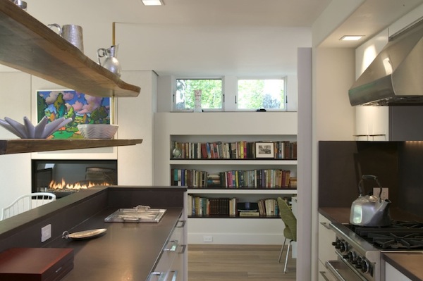 builtin bookshelves hallway