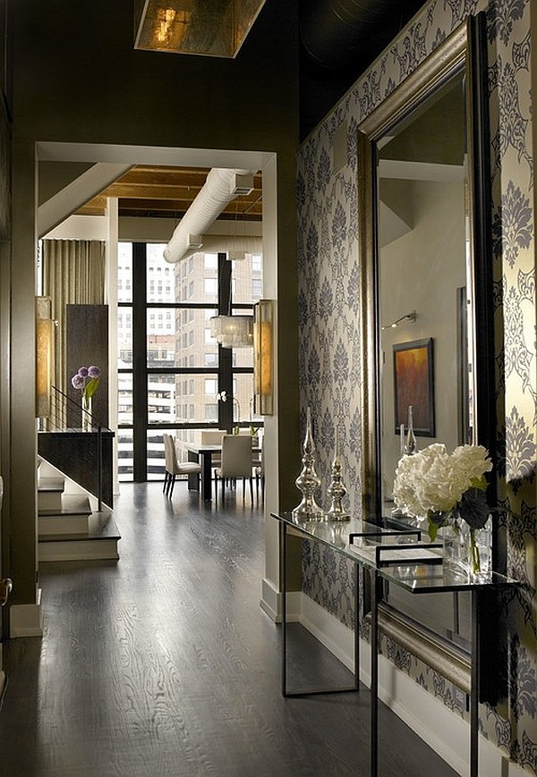 Contemporary entryway design with floral patterns for a chic look