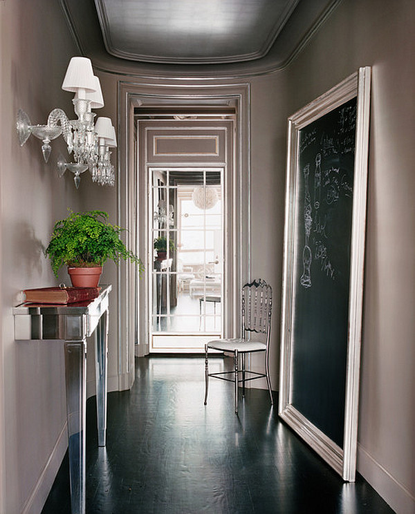 Cool contemporary entryway with a retro feel