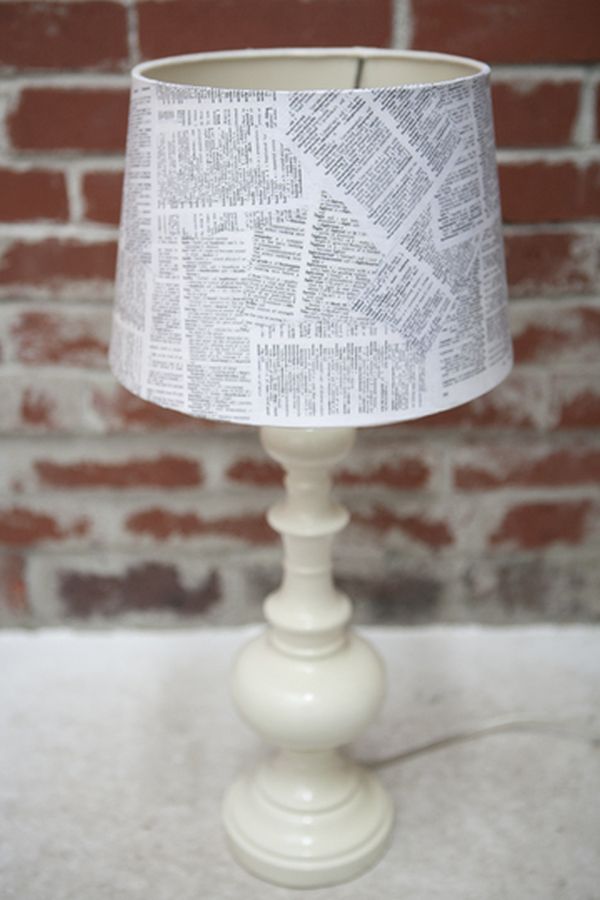 A DIY lampshade using book pages