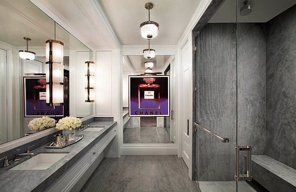 Modern art deco bathroom with a fashion flair