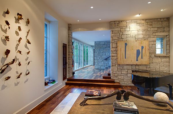 Contemporary living room with art deco elements