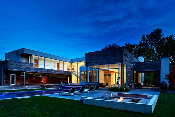 outdoor patio with fireplace