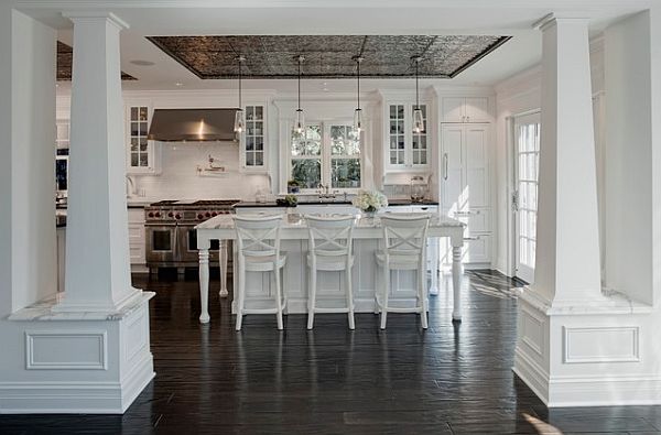 Pressed tin ceiling in the kitchen