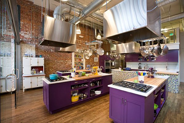 purple kitchen islands