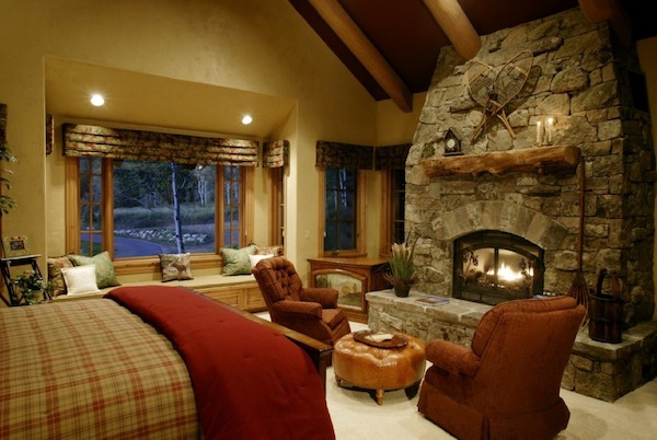 rustic fireplace bedroom