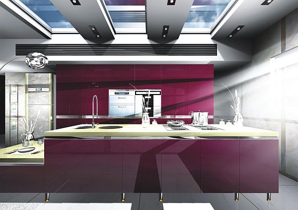 ultra modern purple kitchen