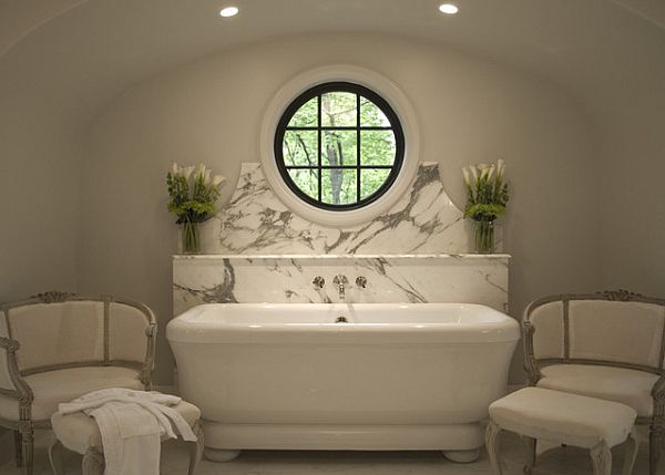 White art deco bathroom with simple elements