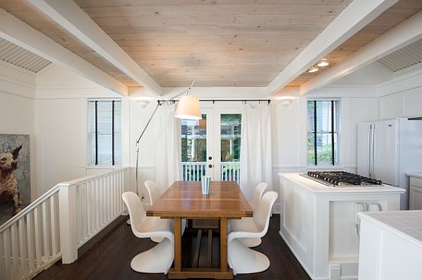 white washed ceiling wood