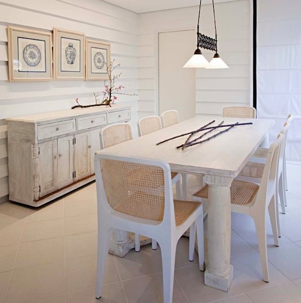 white washed dining room