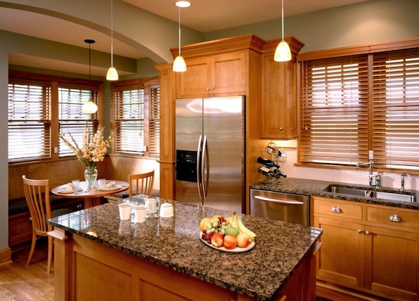 wood blinds kitchen