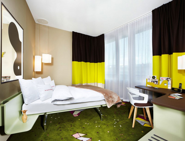 yellow and green themed room