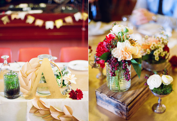 Art Deco wedding tables with bountiful flowers