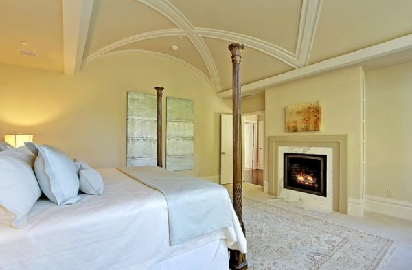 Barreled ceiling with beautiful trim inside offers an interesting variation from the monotony