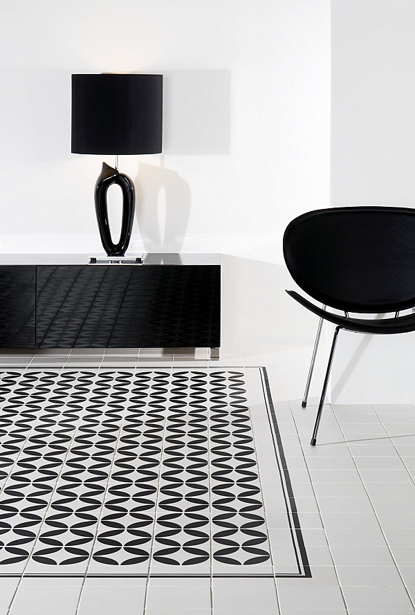 Black and white ceramic tile