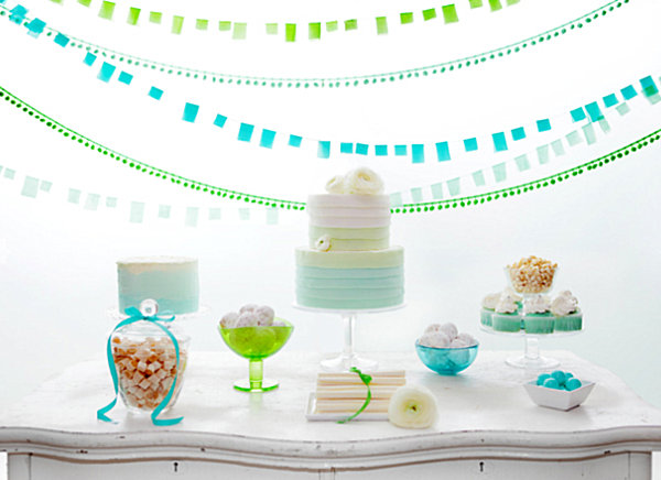 Blue and green ombre wedding table