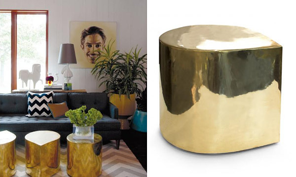 Brass teardrop tables from Jonathan Adler