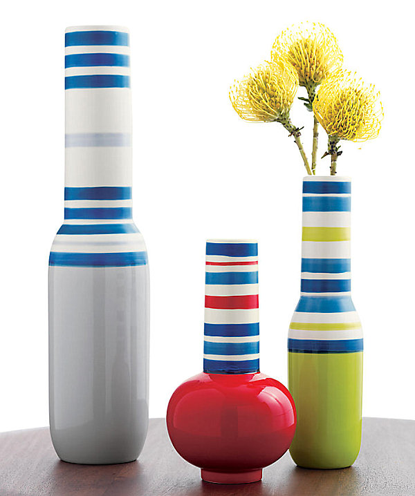 Bright striped vases