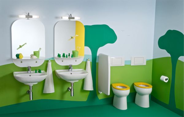 Children's bathroom with a extravagantly playful and vivid theme