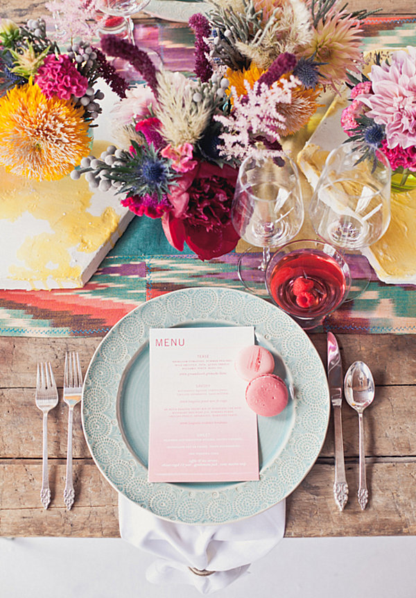 Colorful indie wedding table