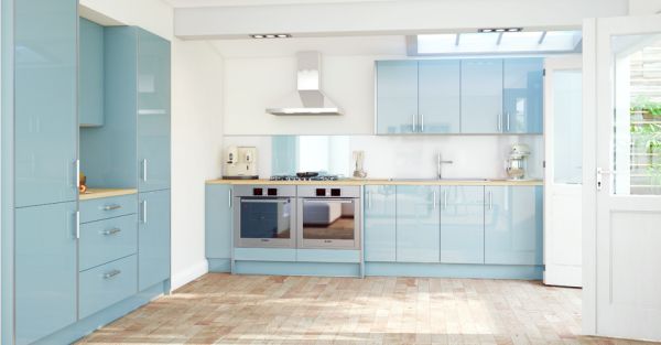 Cool light blue kitchen looks like a dream!