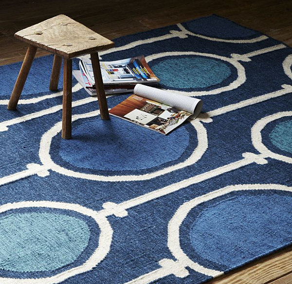 Dhurrie rug in royal blue