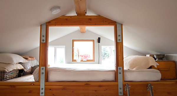 Earthy loft bed in a modern home