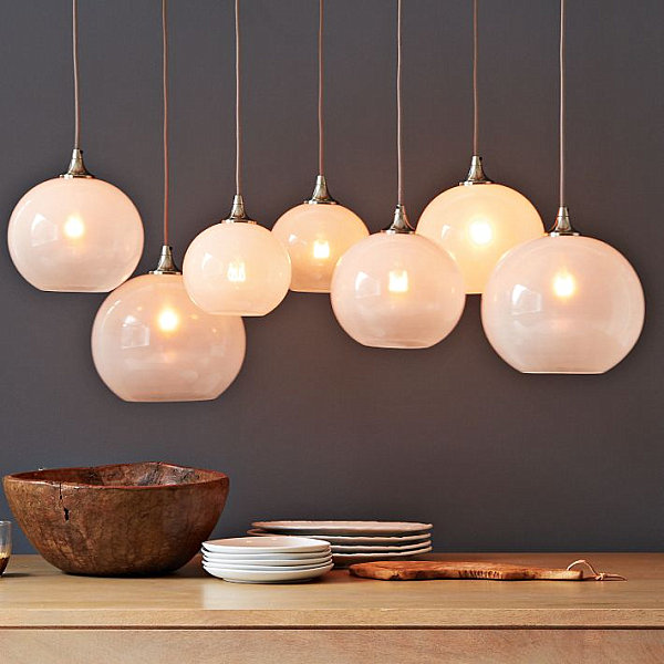 Glass orb pendant lighting