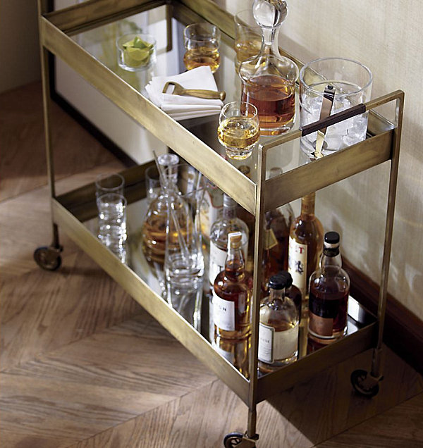 Gold-toned bar cart