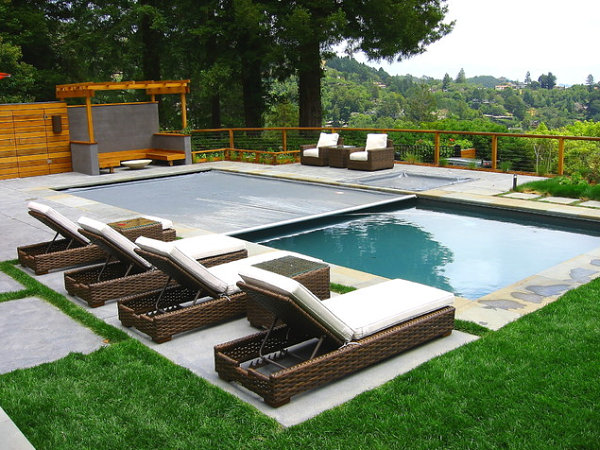 Grass and concrete in a contemporary yard