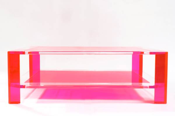 Hot pink acrylic coffee table